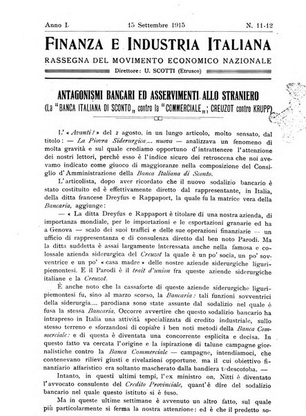 Finanza e industria italiana rassegna bimensile del movimento economico nazionale