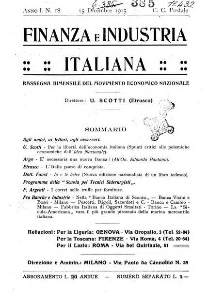 Finanza e industria italiana rassegna bimensile del movimento economico nazionale