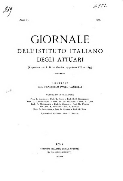 Giornale dell'Istituto italiano degli attuari