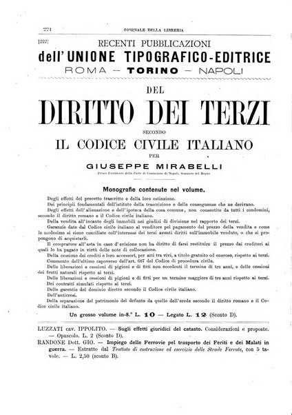 Giornale della libreria della tipografia e delle arti e industrie affini supplemento alla Bibliografia italiana, pubblicato dall'Associazione tipografico-libraria italiana