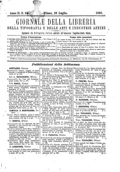 Giornale della libreria della tipografia e delle arti e industrie affini supplemento alla Bibliografia italiana, pubblicato dall'Associazione tipografico-libraria italiana