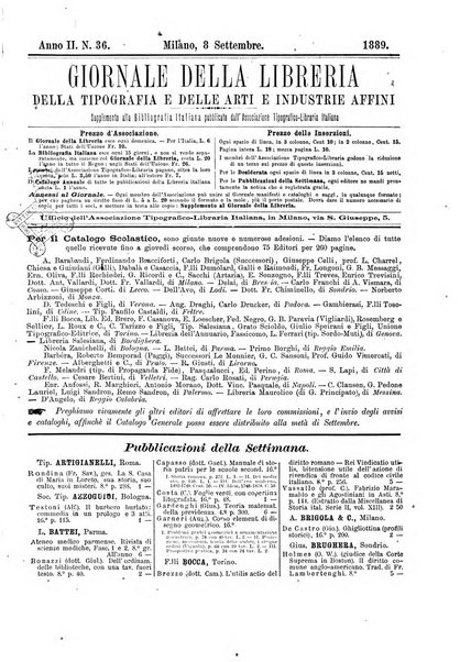 Giornale della libreria della tipografia e delle arti e industrie affini supplemento alla Bibliografia italiana, pubblicato dall'Associazione tipografico-libraria italiana