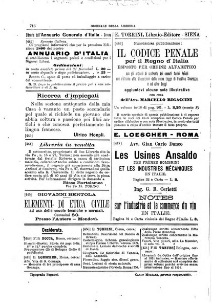 Giornale della libreria della tipografia e delle arti e industrie affini supplemento alla Bibliografia italiana, pubblicato dall'Associazione tipografico-libraria italiana