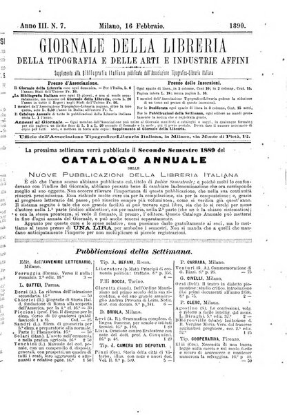 Giornale della libreria della tipografia e delle arti e industrie affini supplemento alla Bibliografia italiana, pubblicato dall'Associazione tipografico-libraria italiana