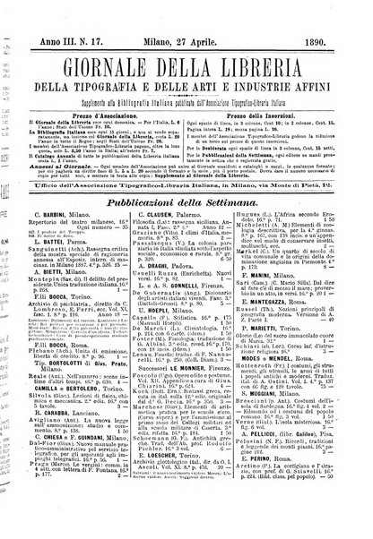 Giornale della libreria della tipografia e delle arti e industrie affini supplemento alla Bibliografia italiana, pubblicato dall'Associazione tipografico-libraria italiana