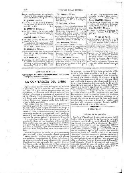 Giornale della libreria della tipografia e delle arti e industrie affini supplemento alla Bibliografia italiana, pubblicato dall'Associazione tipografico-libraria italiana