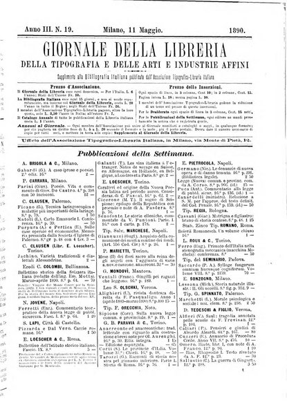 Giornale della libreria della tipografia e delle arti e industrie affini supplemento alla Bibliografia italiana, pubblicato dall'Associazione tipografico-libraria italiana