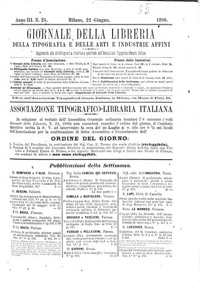 Giornale della libreria della tipografia e delle arti e industrie affini supplemento alla Bibliografia italiana, pubblicato dall'Associazione tipografico-libraria italiana