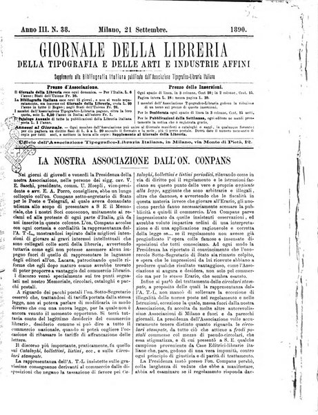 Giornale della libreria della tipografia e delle arti e industrie affini supplemento alla Bibliografia italiana, pubblicato dall'Associazione tipografico-libraria italiana