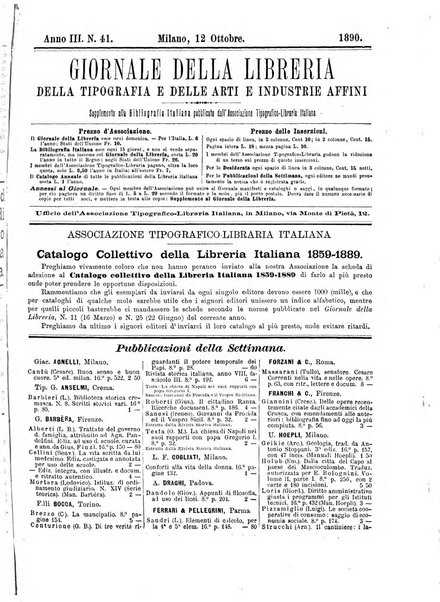 Giornale della libreria della tipografia e delle arti e industrie affini supplemento alla Bibliografia italiana, pubblicato dall'Associazione tipografico-libraria italiana