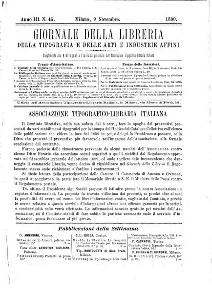 Giornale della libreria della tipografia e delle arti e industrie affini supplemento alla Bibliografia italiana, pubblicato dall'Associazione tipografico-libraria italiana