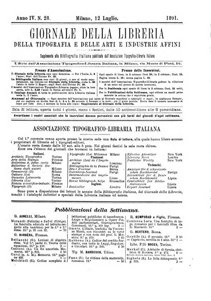 Giornale della libreria della tipografia e delle arti e industrie affini supplemento alla Bibliografia italiana, pubblicato dall'Associazione tipografico-libraria italiana