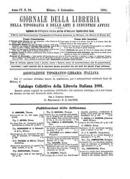 Giornale della libreria della tipografia e delle arti e industrie affini supplemento alla Bibliografia italiana, pubblicato dall'Associazione tipografico-libraria italiana