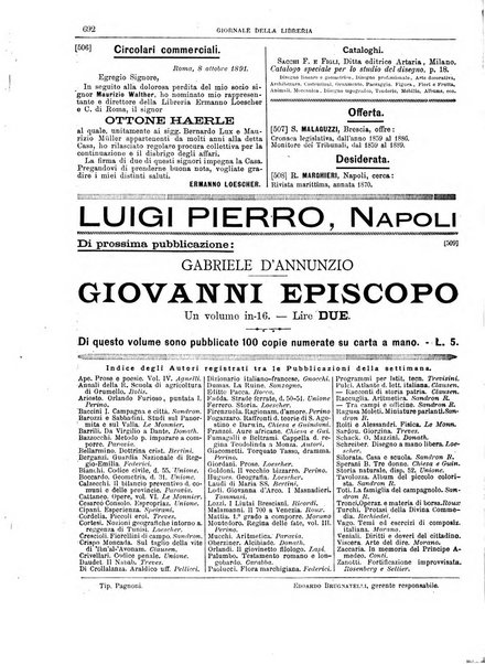 Giornale della libreria della tipografia e delle arti e industrie affini supplemento alla Bibliografia italiana, pubblicato dall'Associazione tipografico-libraria italiana