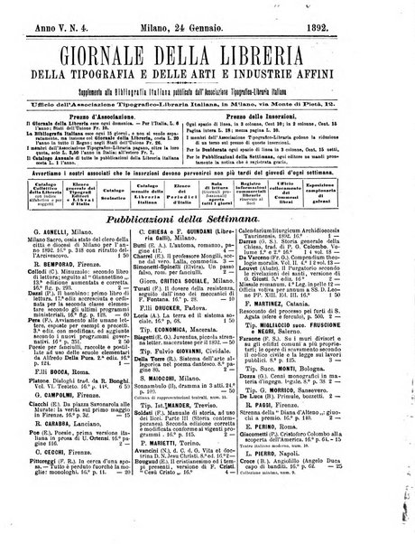 Giornale della libreria della tipografia e delle arti e industrie affini supplemento alla Bibliografia italiana, pubblicato dall'Associazione tipografico-libraria italiana