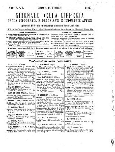 Giornale della libreria della tipografia e delle arti e industrie affini supplemento alla Bibliografia italiana, pubblicato dall'Associazione tipografico-libraria italiana