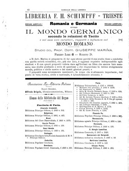 Giornale della libreria della tipografia e delle arti e industrie affini supplemento alla Bibliografia italiana, pubblicato dall'Associazione tipografico-libraria italiana