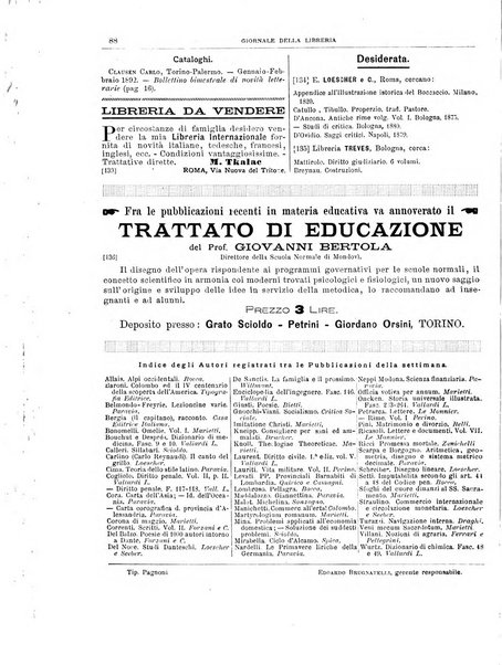 Giornale della libreria della tipografia e delle arti e industrie affini supplemento alla Bibliografia italiana, pubblicato dall'Associazione tipografico-libraria italiana