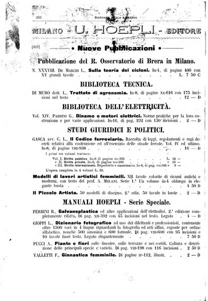 Giornale della libreria della tipografia e delle arti e industrie affini supplemento alla Bibliografia italiana, pubblicato dall'Associazione tipografico-libraria italiana