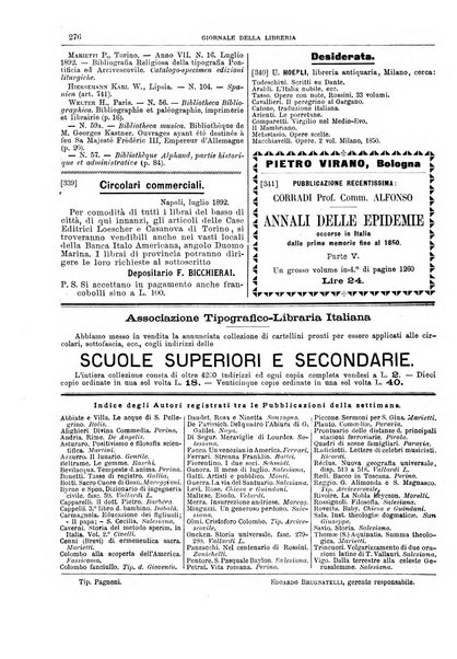 Giornale della libreria della tipografia e delle arti e industrie affini supplemento alla Bibliografia italiana, pubblicato dall'Associazione tipografico-libraria italiana