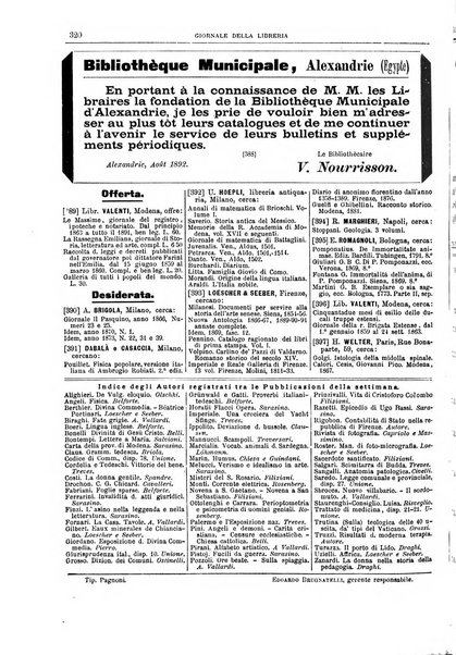 Giornale della libreria della tipografia e delle arti e industrie affini supplemento alla Bibliografia italiana, pubblicato dall'Associazione tipografico-libraria italiana