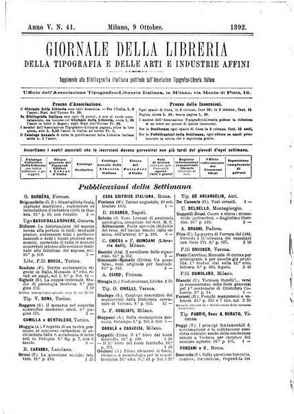 Giornale della libreria della tipografia e delle arti e industrie affini supplemento alla Bibliografia italiana, pubblicato dall'Associazione tipografico-libraria italiana