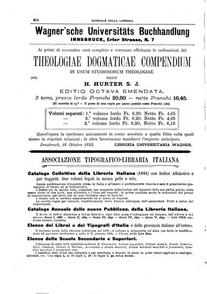 Giornale della libreria della tipografia e delle arti e industrie affini supplemento alla Bibliografia italiana, pubblicato dall'Associazione tipografico-libraria italiana