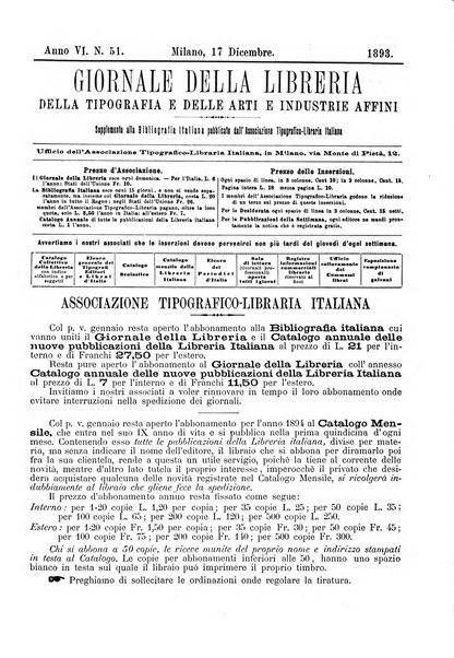 Giornale della libreria della tipografia e delle arti e industrie affini supplemento alla Bibliografia italiana, pubblicato dall'Associazione tipografico-libraria italiana