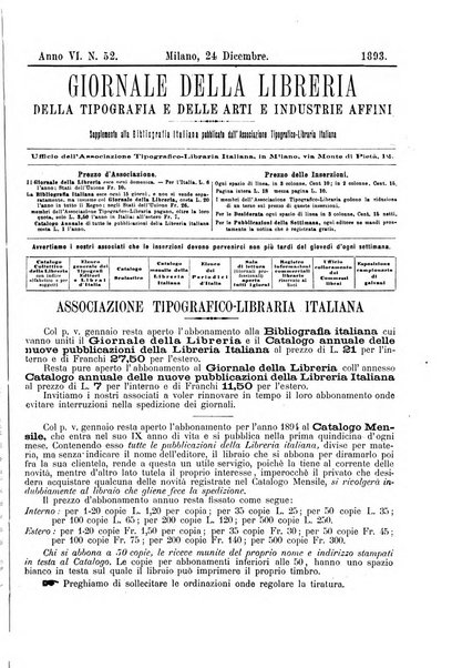 Giornale della libreria della tipografia e delle arti e industrie affini supplemento alla Bibliografia italiana, pubblicato dall'Associazione tipografico-libraria italiana