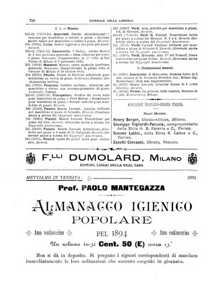 Giornale della libreria della tipografia e delle arti e industrie affini supplemento alla Bibliografia italiana, pubblicato dall'Associazione tipografico-libraria italiana