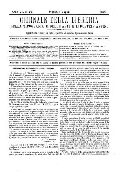 Giornale della libreria della tipografia e delle arti e industrie affini supplemento alla Bibliografia italiana, pubblicato dall'Associazione tipografico-libraria italiana