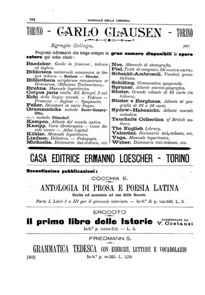 Giornale della libreria della tipografia e delle arti e industrie affini supplemento alla Bibliografia italiana, pubblicato dall'Associazione tipografico-libraria italiana