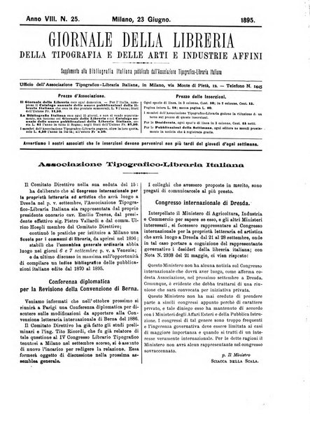 Giornale della libreria della tipografia e delle arti e industrie affini supplemento alla Bibliografia italiana, pubblicato dall'Associazione tipografico-libraria italiana