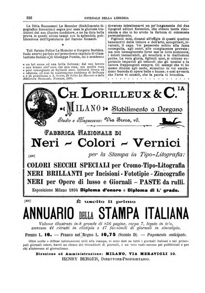 Giornale della libreria della tipografia e delle arti e industrie affini supplemento alla Bibliografia italiana, pubblicato dall'Associazione tipografico-libraria italiana