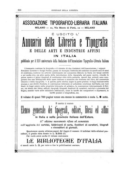 Giornale della libreria della tipografia e delle arti e industrie affini supplemento alla Bibliografia italiana, pubblicato dall'Associazione tipografico-libraria italiana