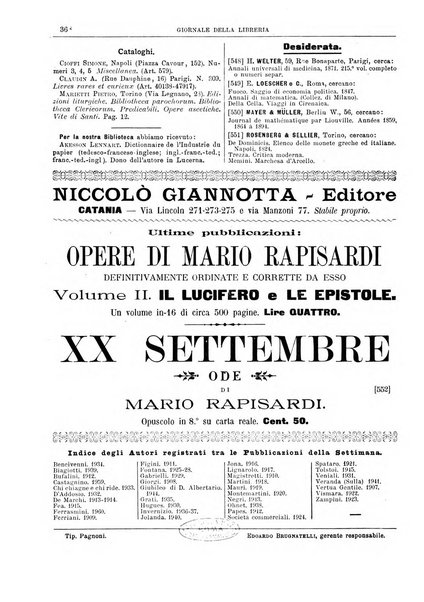 Giornale della libreria della tipografia e delle arti e industrie affini supplemento alla Bibliografia italiana, pubblicato dall'Associazione tipografico-libraria italiana