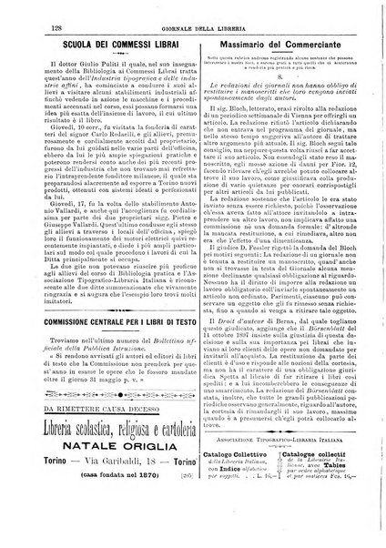 Giornale della libreria della tipografia e delle arti e industrie affini supplemento alla Bibliografia italiana, pubblicato dall'Associazione tipografico-libraria italiana