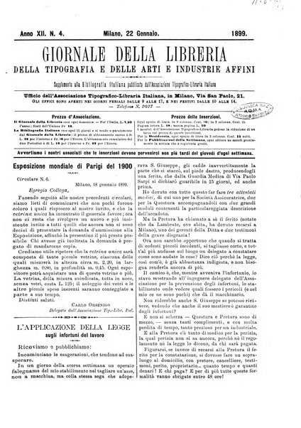 Giornale della libreria della tipografia e delle arti e industrie affini supplemento alla Bibliografia italiana, pubblicato dall'Associazione tipografico-libraria italiana