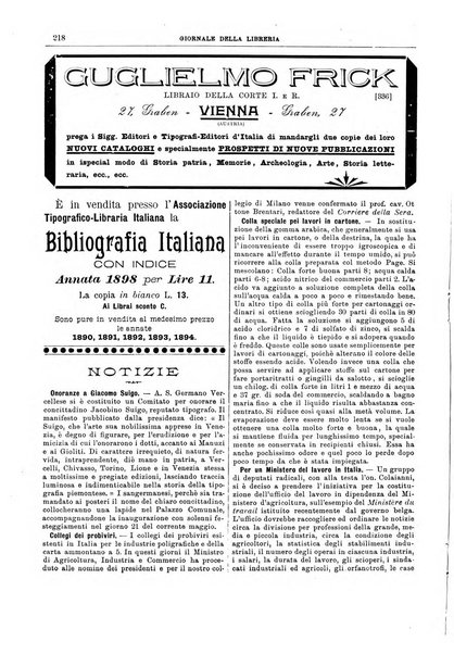 Giornale della libreria della tipografia e delle arti e industrie affini supplemento alla Bibliografia italiana, pubblicato dall'Associazione tipografico-libraria italiana