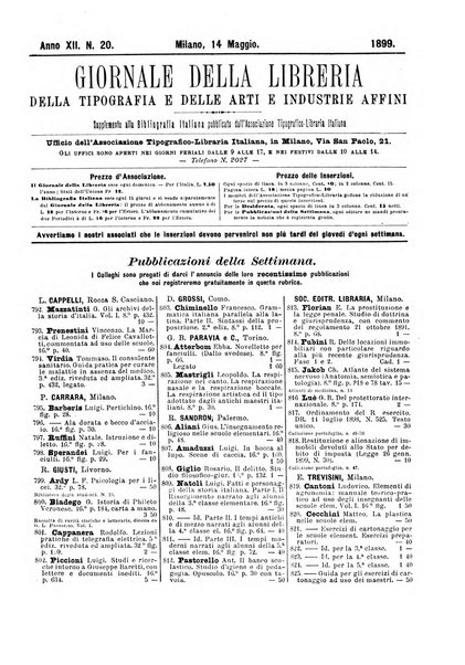 Giornale della libreria della tipografia e delle arti e industrie affini supplemento alla Bibliografia italiana, pubblicato dall'Associazione tipografico-libraria italiana