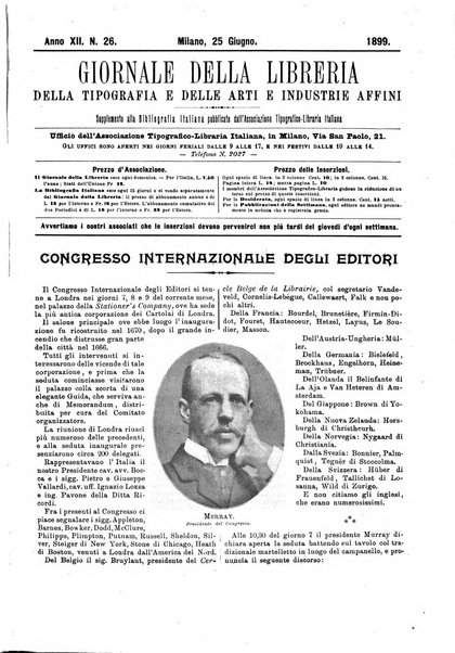 Giornale della libreria della tipografia e delle arti e industrie affini supplemento alla Bibliografia italiana, pubblicato dall'Associazione tipografico-libraria italiana