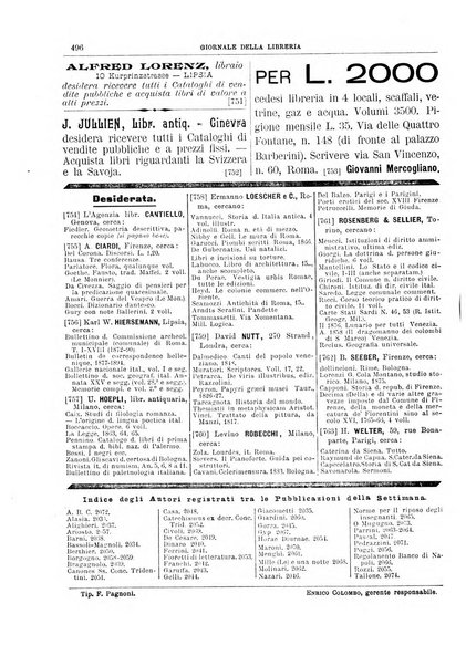 Giornale della libreria della tipografia e delle arti e industrie affini supplemento alla Bibliografia italiana, pubblicato dall'Associazione tipografico-libraria italiana