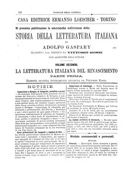 Giornale della libreria della tipografia e delle arti e industrie affini supplemento alla Bibliografia italiana, pubblicato dall'Associazione tipografico-libraria italiana