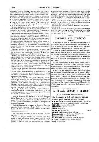 Giornale della libreria della tipografia e delle arti e industrie affini supplemento alla Bibliografia italiana, pubblicato dall'Associazione tipografico-libraria italiana