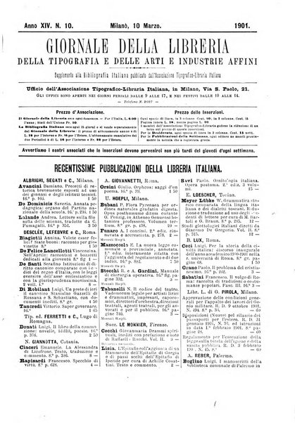 Giornale della libreria della tipografia e delle arti e industrie affini supplemento alla Bibliografia italiana, pubblicato dall'Associazione tipografico-libraria italiana