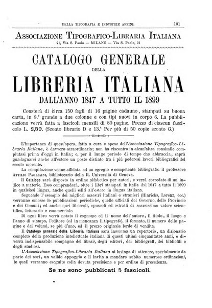 Giornale della libreria della tipografia e delle arti e industrie affini supplemento alla Bibliografia italiana, pubblicato dall'Associazione tipografico-libraria italiana