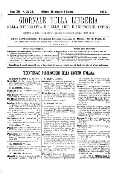 Giornale della libreria della tipografia e delle arti e industrie affini supplemento alla Bibliografia italiana, pubblicato dall'Associazione tipografico-libraria italiana