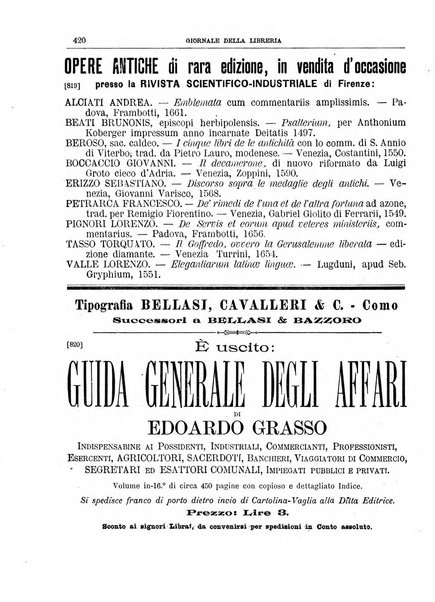 Giornale della libreria della tipografia e delle arti e industrie affini supplemento alla Bibliografia italiana, pubblicato dall'Associazione tipografico-libraria italiana