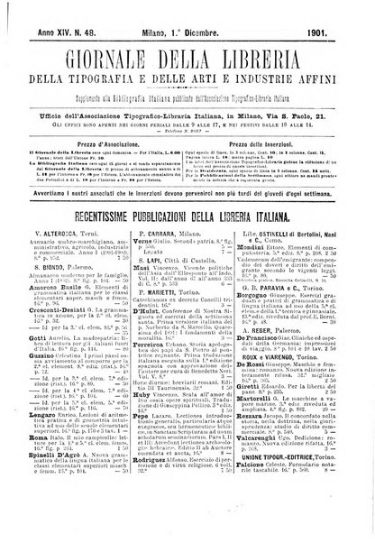 Giornale della libreria della tipografia e delle arti e industrie affini supplemento alla Bibliografia italiana, pubblicato dall'Associazione tipografico-libraria italiana