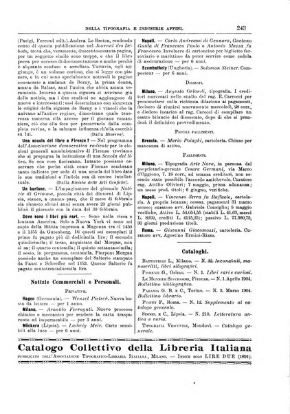 Giornale della libreria della tipografia e delle arti e industrie affini supplemento alla Bibliografia italiana, pubblicato dall'Associazione tipografico-libraria italiana